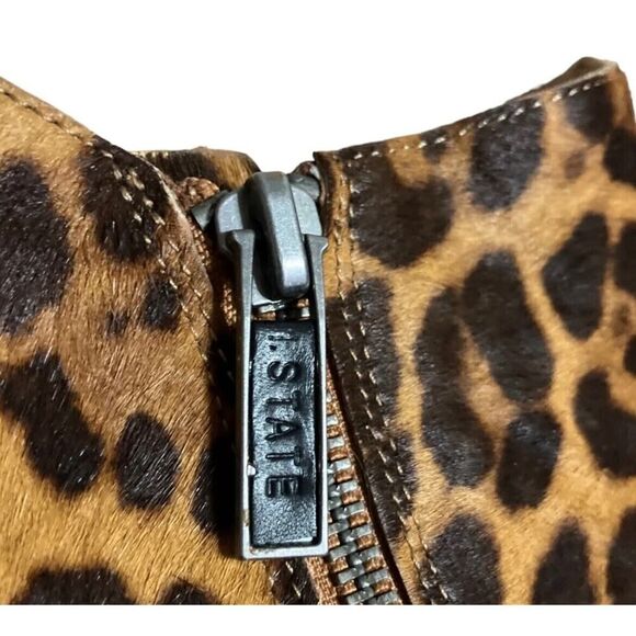 1.STATE Brown Rosita Leather Leopard Boots Booties Women's Calf Hair 6 EUC - Picture 7 of 9